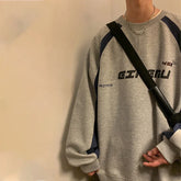 American High Street Letter Print Sweatshirt Men Autumn Oversized Colorblock Pullover Hoodies Y2K Vintage Sudaderas Para Hombres