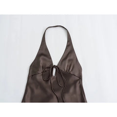 Sexy Women Fashion Backless High Waist Halter Satin Long Dress Party Vestidos