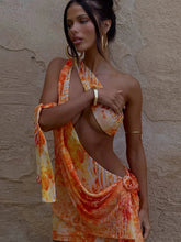 Hollow Leopard Print Irregular Dress Women 3d Flower Bandage Tassel Biased Collar Midnight Summer Trend Mini Bodycons voguable