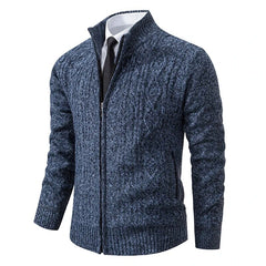 New Winter Thick Warm Cardgian Men Smart Casual Knitted Sweatercoat Jackets Mens Slim Solid Color Stand Collar Knitting Cardigan voguable