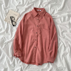 Voguable 2022 Spring New Chic Long Sleeve Women Blouses Tops Single-breasted One Pocket Loose Female Solid Shirts Blusas femme voguable