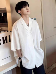 Men Shirts Simple Harajuku Advanced Lapel Japanese Style Daily Versatile Streetwear Temperament Handsome Aesthetic Leisure Chic voguable