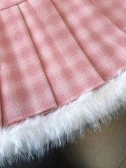 Sexy Sweet Plaid Skirt Women High Waist Faux Woolen Fashion Korean Mini Skirts Fall Winter Preppy Style Slim A Line Skirt voguable