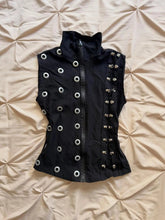 Voguable Women Gothic Black Corset Vest Eyelet Metal Buckle Sleeveless Zip Up Crop Top Streetwear voguable