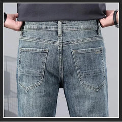 Spring Autumn New Fashion Middle-waisted Jeans Men's Clothing Solid Color Buttons Trend Simplicity Korean Casual Straight Pants voguable