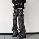 Voguable Y2K Punk Black American Street Rock Retro High Waist Oversized Jeans Men Raw Edge Washed Darkwear Wide Leg Trousers Men voguable