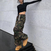100% Pure Cotton Camo Cargo Pants Women Y2K Vintage Streetwear Joggers Sweatpants Bf Oversized Loose Hip Hop Wide Leg Trousers voguable