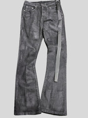 Voguable New Hand Brushed Wax Coat Slim Fit Casual Jeans Dark Style Pure Handmade Stackable Wear Resistant Harlan Pants for Teens voguable
