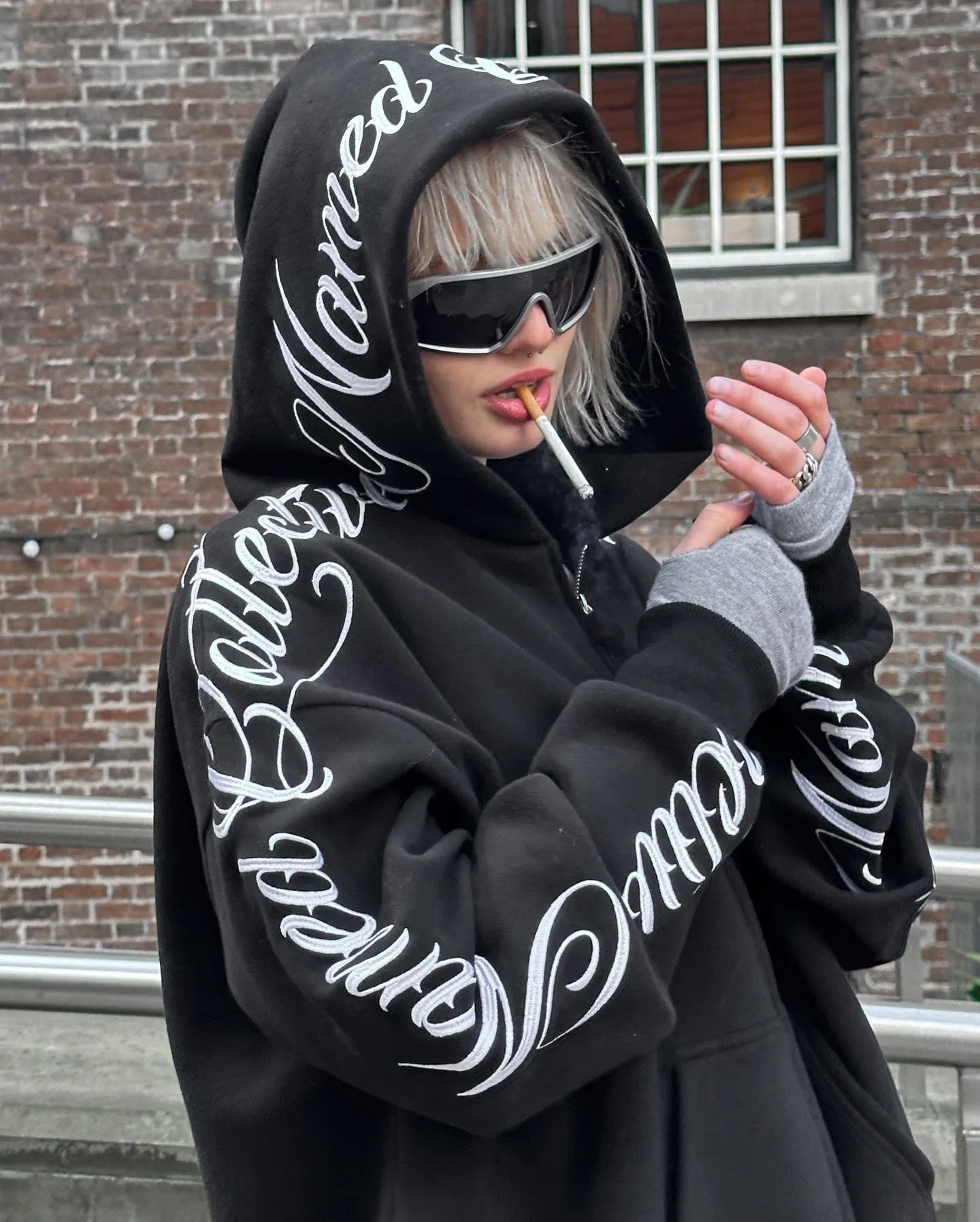 American Winter Sweatshirt Y2k Gothic Hip Hop Couple Hoodies Print Harajuku Zip Up Oversized Women Punk Grunge Black Jacket voguable