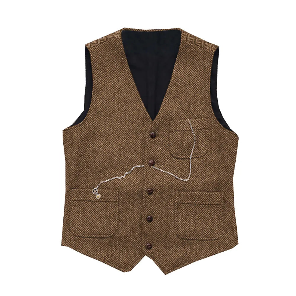 Casual Formal Business Vest for Men Single Breasted Slim Fit Vintage Waistcoat Casual Gilet voguable
