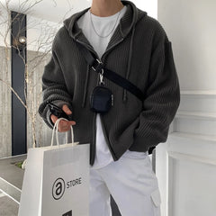 Voguable  Winter Sweater Cardigan Men Warm Oversized Knitted Hooded Sweater Coat Men Korean Loose Cardigan Sweater Mens Jumper Clothes voguable