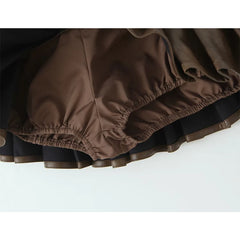 American Retro With Belt Pleated Mini Skirt Women Low Waist Brown Faux Leather Skirts Cool Girl PU Y2K saia