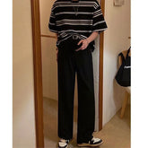 Vintage Solid Color Summer Straight Cylinder Men's Wide Leg Pants Pocket Fashion All-match Street Casual Loose Male Trousers voguable