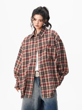 Bf Harajuku Plaid Shirts Women Loose Oversize Hip Hop Streetwear Blouse Long Sleeve Vintage American Fall New Female Tops voguable