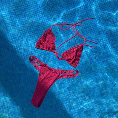 Pink Lace Bikini Women Sexy Swimsuit Push Up Swimwear 2025 Bandeau Biquini Female Mirco Bathingsuit Bodysuit Beachwear Outfits voguable