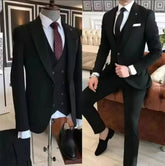 Voguable Men's Suits 3 Pcs Double Breasted Vest Costume Homme Men Suit for Wedding Groom Wear Slim Fit Blazer+vest+Pants voguable