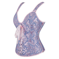 Voguable Rose Red Corset Top With Straps Sexy Bustier Zipper Brocade Vest Lingerie Plus Size Gothic For Women Outfit Burlesque Medieval voguable