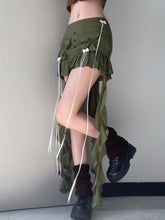 TARUXY Splice Folds Mini Skirt For Women Pocket High Waist Bnadage Skirts Womens 2023 Party Casual Lace Up Slim Skirts Ladies voguable