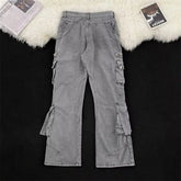 Men Straight Leg Cargo Workwear Jeans Multi Pocket Tactical Pants Durable Denim Trousers Outdoor Utility Casual Mens loose pants voguable