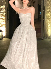 Voguable Women Strapless Sexy Backless White Suspender Dresses 2023 Summer High Street High Waist Chiffon Party Club Slim Fit Dress voguable