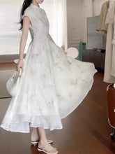 Voguable New Chinese Style White Sweet Chicly Printed Female Dresses Summer Fashion Elegant Office Ladies Simple Casual Dress for Women voguable