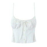 New Mesh Patchwork White Camisole Women Front Button Sexy Collar Holiday Summer Crop