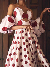 Voguable Cut Out Long Dress Women A Line Polka Dots Halter Dress White Women Dress Party Dress Summer Beach Female voguable