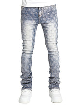 Voguable Men's denim fashion personality straight leg men's pants European and American fashion Instagram hot item elastic pearl denim la voguable