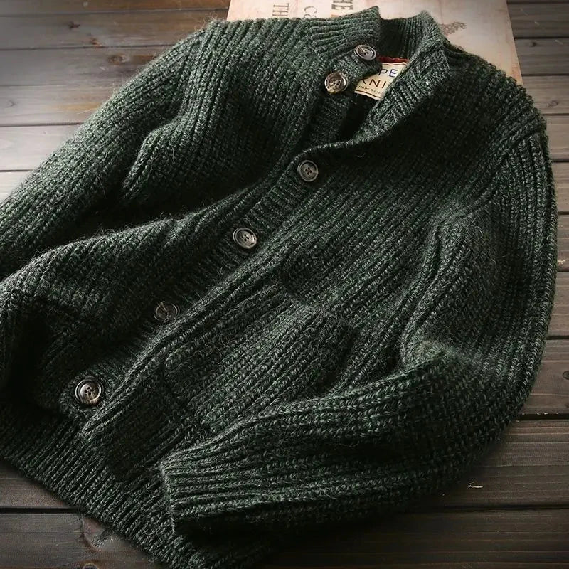 American High-end Knit Cardigan Men's Stand Collar Sweater Cardigan Korean 2025 New Spring Autumn New Sweater Button Jacket Chic voguable
