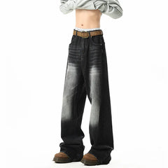 Spring Men's Denim Pants Vintage blue Washed Male Jeans Straight Casual Menwear Loose Wide Leg Trousers New Fashion jeans