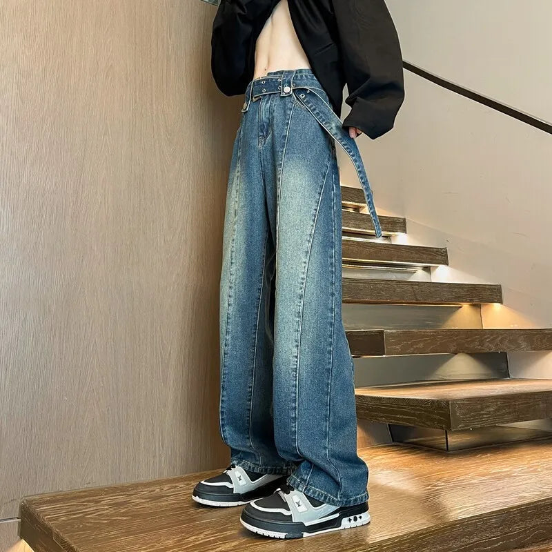 2025 New Big boy Jeans for Men Streetwear Baggy Jeans Large size Patchwork Denim Leisure Simple Dime Pants Women Jeans Hot jean voguable