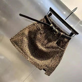 Voguable Sexy Leopard Denim Skirt Women High Waist A Line Hottie Fall Winter Mini Skirts American Vintage Y2K Streetwear Simple Skirts voguable