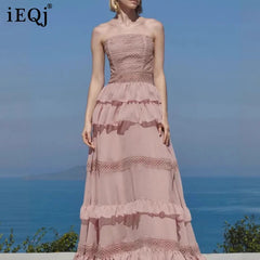 Fashion Hollow Out Dress Women's Strap Strapless Lace Casual A Line Dresses 2025 Summer New Tide 3QW1360 voguable