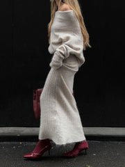 Voguable Elegant Woolen Long Skirts for Women Streetwear Casual Low Waist Floor-Length Straight Skirt Ladies Autumn Winter 2024 voguable