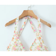 Sexy Backless Floral Print Halter Dress For Women Sleeveless Low Waist Holiday Summer Short Dress Party Robe voguable