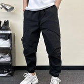 Spring Autumn New Fashion Elastic Waist Drawstring Pockets Men's Clothing Loose Korean Trend Bound Feet Simplicity Casual Pants voguable