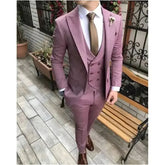 Voguable Formal Wedding Men Suits Groom Tuxedo Fashion Classic Slim Fit Peaked Lapel Prom Party Dinner Male Suit (Jacket+Vest+Pants) voguable