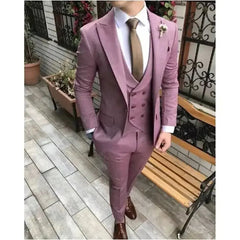 Voguable Formal Wedding Men Suits Groom Tuxedo Fashion Classic Slim Fit Peaked Lapel Prom Party Dinner Male Suit (Jacket+Vest+Pants) voguable