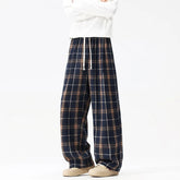 Autumn Thick Casual Pants Men Warm Retro Plaid Pants Men Streetwea Hip-hop Loose Wide Leg Pants Mens Oversized Vintage Trousers voguable