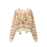 Vintage Knitted Hooded Cardigan for Women Y2K Fall New Korean Kawaii Bear Decoration Knit Coat Loose Preppy Long Sleeve Crop Top voguable