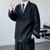 White Black Blazer Men Fashion Society Mens Dress Jacket Korean Loose Business Casual Suit Jacket Mens Office Formal Blazer voguable