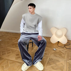 Voguable Pleated Ribbon Patchwork Design Fashion New Sleeveless Vests Original Personality Trendy Men High Street Waistcoat voguable