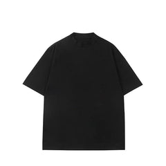 Men Cotton Short Sleeve Tshirt Breathable Soft Round Semi High Neck Solid Color Summer Comfort Casual Tee Lightweight Top voguable