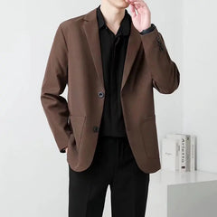 Brown Black Blazer Men Slim Fit Fashion Social Mens Dress Jacket Korean Business Casual Suit Jacket Mens Office Formal Blazer voguable