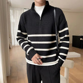 Autumn KPOP Fashion Style Harajuku Slim Fit Tops Loose All Match Casual Outerwear Insert Half High Collar Long Sleeve Sweaters voguable