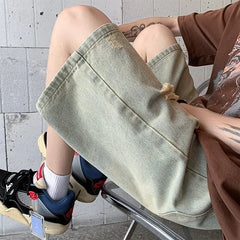 Distressed Denim Shorts men Vintage Wash Ripped Design Casual Summer Streetwear Destroyed Jeans Fashion man shorts voguable