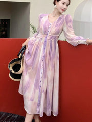 Women Elegant and Chic Midi Party Dress Long Sleeve Vintage A-Line Casual Birthday Vestidos Female Fashion Clothes voguable