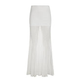Voguable Y2K Fishtail Skirt French Lace European American Style Perspective Low Waist Loose Pure Desire Summer Skirt voguable