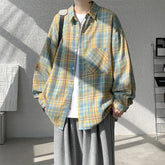 Spring Long Sleeved Shirt Men Fashion Retro Plaid Shirt Men Streetwear Loose Casual Shirt Mens Vintage Shirts Plus Size 5XL voguable