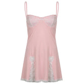 Voguable Sexy Mini Dress Women Sleeveless Backless Lace Patchwork Short Dresses Party Club Pink Y2K Dress Japanese Sweet Kawaii Vestidos voguable